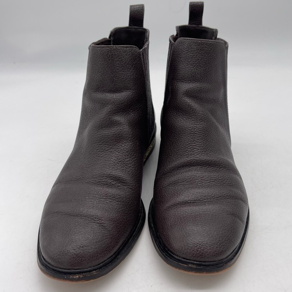 Michael Michael Kors Sabrina Gold Chain Pebbled Leather Chelsea Boot Dark Brown - Picture 8 of 11